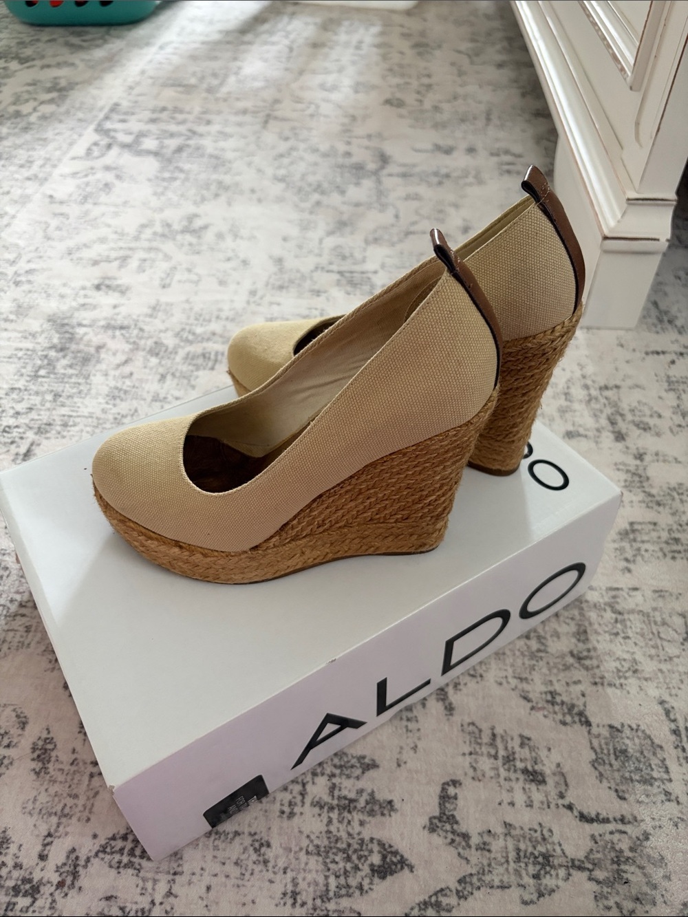 Aldo Natural Beige Espadrille Wedge Pumps
